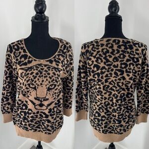 Cotton Emporium Leopard Print Lion Print Women’s Sweater (L)